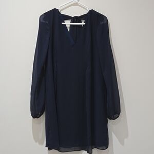 BCBG blue sheer sleeve dress